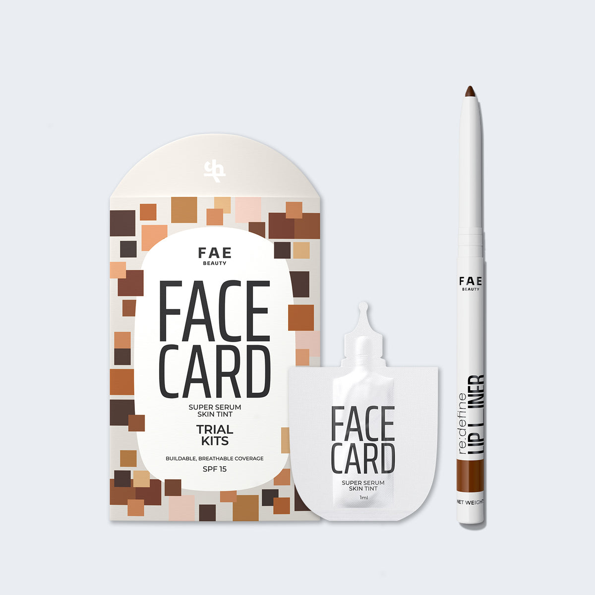 Trial Kit: Face Card - 4-in-1 Super Serum Skin Tint + Re:Define Lip Liner Bundle